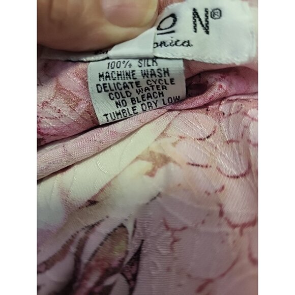 Citron Santa Monica Blouse Silk 3/4 Sleeve Goddess Floral Print Pink Beige 3X - Picture 7 of 8